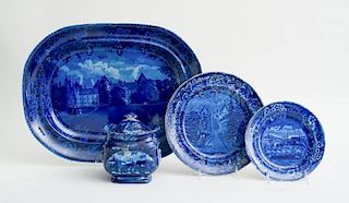 LAFAYETTE: FOUR STAFFORDSHIRE BLUE-TRANSFERWARE TOPOGRAPHICAL ARTICLES