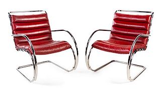 * Ludwig Mies van Der Rohe (German/American, 1886-1969), Knoll, a pair of MR 40 lounge chairs