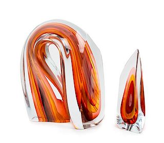 Harvey Littleton, (American, 1922-2013), two-piece glass sculpture