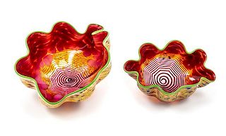Dale Chihuly, (American, b. 1941), two-piece bowl set Portland Press edition