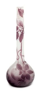 Emile Galle, (French, 1846-1904), fire-polished cameo vase
