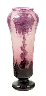 * Schneider Glassworks, France, Early 20th Century, Le Verre Francais cameo vase
