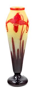 * Schnieder Glassworks, France, Early 20th Century, Le Verre Francais cameo vase