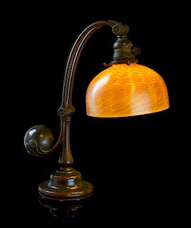 * Tiffany Studios, American, Early 20th Century, Damascene counterbalance table lamp