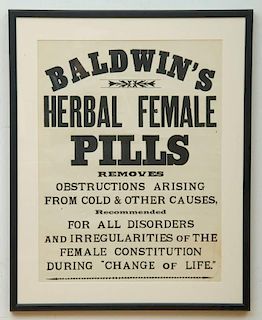 BALDWIN'S HERBAL FEMALE PILLS ADVERTISING SIGN