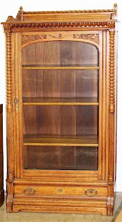 fine Victorian oak Eastlake style 1 door bookcase