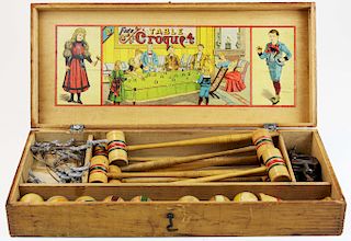 late 19th c tabletop croquet set 