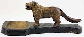 cast iron dog nutcracker on ptd wooden base
