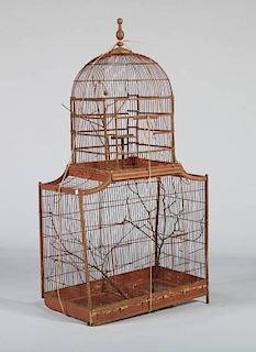 RED-PAINTED BIRD CAGE