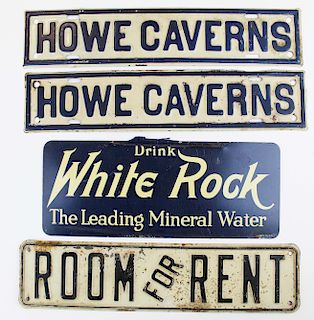 A group of 4 pressed tin signs.