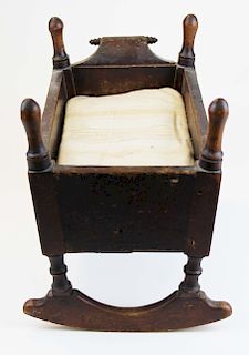 early 19th c wooden doll cradle