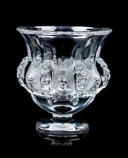 A Lalique Frosted Glass Vase Height 4 3/4 inches.