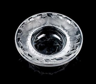 A Lalique Frosted Glass Nut Dish Diameter 3 3/4 inches.