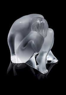 A Lalique Nude Figure Sculpture Height 2 3/8 inches.