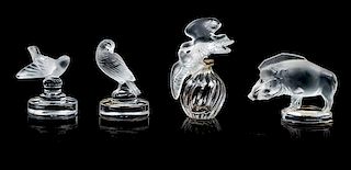 * A Collection of Lalique Glass Figures Height of tallest 4 inches.
