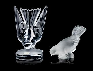 Two Lalique Glass Figures Height of taller 6 1/4 inches.