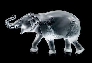A Lalique Elephant Length 14 inches.