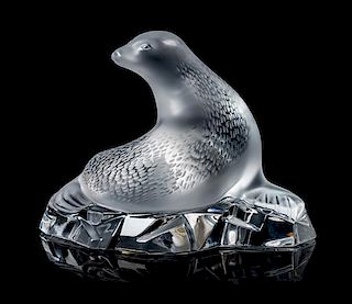 A Lalique Seal Height 5 3/8 inches.