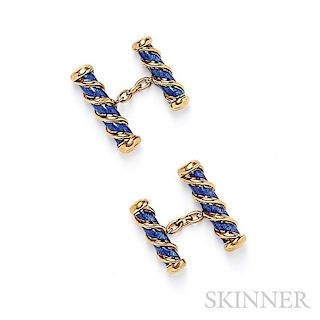 18kt Gold and Enamel Cuff Links, Schlumberger, Tiffany & Co.