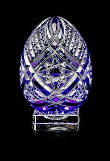 A Baccarat Cut Glass Egg Height without base 4 inches.