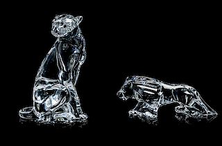 A Baccarat Lion and Lioness Height 11 inches.