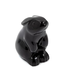 A Baccarat Black Bunny Height 3 1/8 inches.