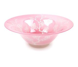 A Steuben Pink Glass Bowl Diameter 12 1/4 inches.