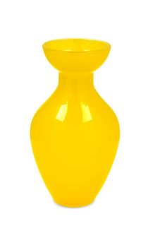 A Steuben Yellow Vase Height of tallest 8 1/4 inches.
