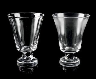 A Pair of Steuben Glass Vases Height 14 inches.