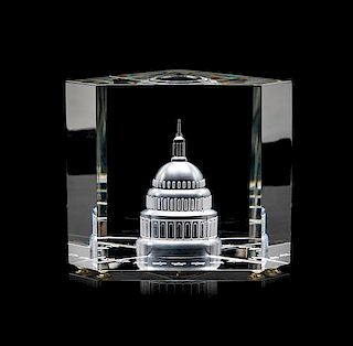 A Steuben Capitol Building Height 3 1/2 inches.