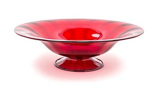 A Steuben bowl in the Selenium Red Color Diameter 10 1/4 inches.