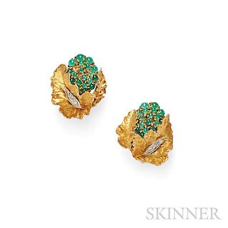 18kt Gold, Chrysoprase, and Diamond Earclips
