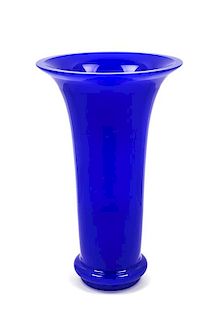 A Blue Cenedese Vase Height 12 1/2 inches.