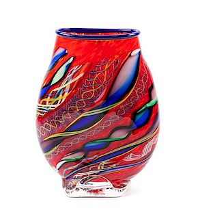 * A Glass Vase, Mark Sigafoos Height 13 1/2 inches.