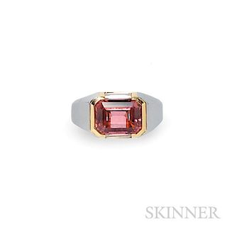 18kt Bicolor Gold, Pink Tourmaline, and Diamond Ring, Bulgari