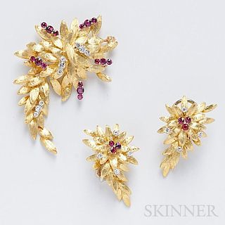 18kt Gold, Ruby, and Diamond Suite