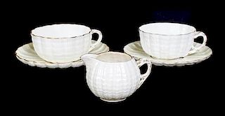 Two American Porcelain Teacups and Saucers, Diameter of first saucer 5 3/8 inches.