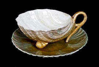An Belleek-Willets Porcelain Teacup and Saucer, Diameter of saucer 5 5/8 inches.
