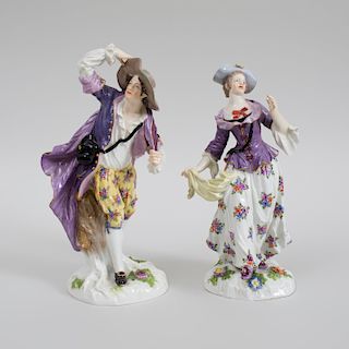 Pair of Meissen Porcelain Figures of a Gallant and Companion
