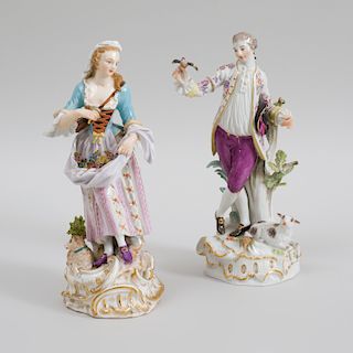 Two Meissen Porcelain Figures of a Gardener and Companion
