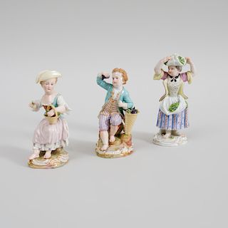 Three Meissen Porcelain Figures of Children Harvesting
