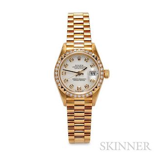 Lady's 18kt Gold and Diamond "Oyster Perpetual Datejust" Wristwatch, Rolex