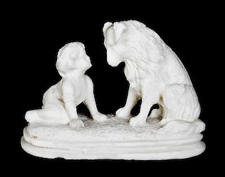 A Carved White Stone Figural Group, Height 4 3/4 x width 7 1/4 x depth 3 3/4 inches.