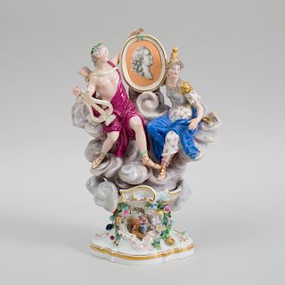 Meissen Porcelain Mythological Figure Group of Apollo and Minerva