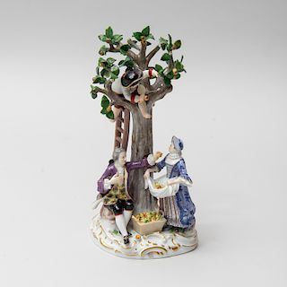 Meissen Porcelain Figure Group of an Apple Harvest