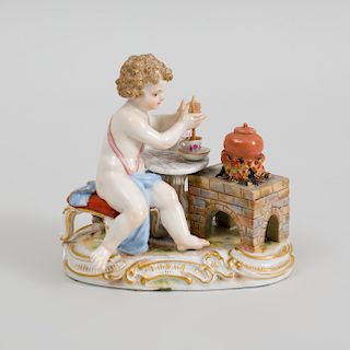 Meissen Porcelain Putti Emblematic of Fire