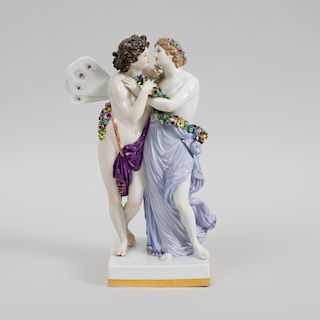 Meissen Porcelain Figure Group of Zephyr and Flora