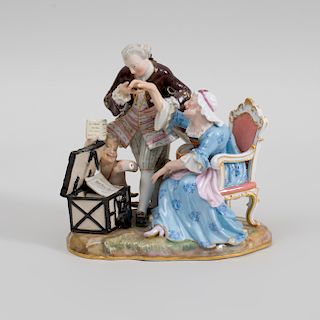 Meissen Porcelain Satirical Group With Child Satyr The Embezzler