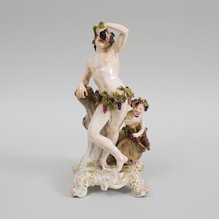 Meissen Porcelain Figure Group of Bacchus and Attendant