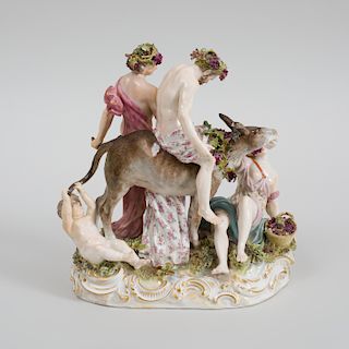 Meissen Porcelain Figure Group of The Drunken Silenus